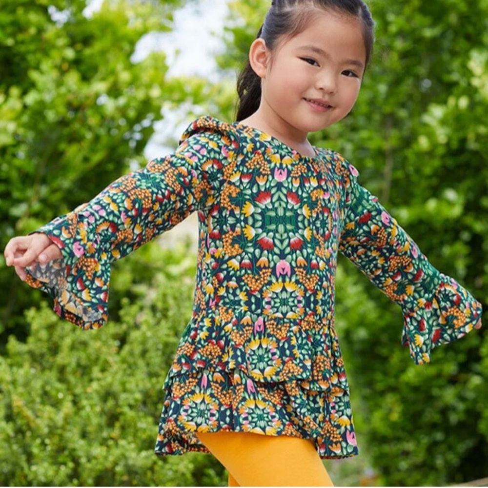 Matilda Jane To The Aquarium Girls Floral Bell Sleeve Tunic Top 4 Fall Whimsical